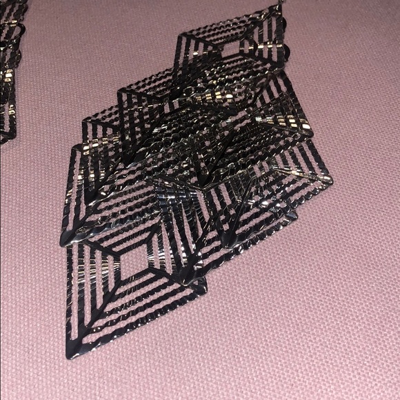 Silver drop down glamour fancy earrings - Picture 2 of 7